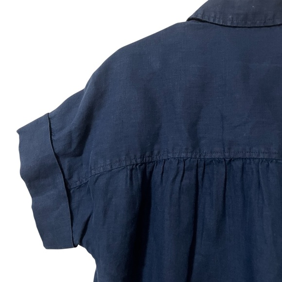 J. Crew Baird McNutt Irish linen navy relaxed fit button up shirt midi dress - Picture 10 of 14